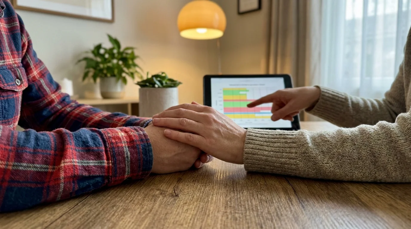 A close-up of a patient and doctor's hands during a consultation, emphasizing collaborative care.