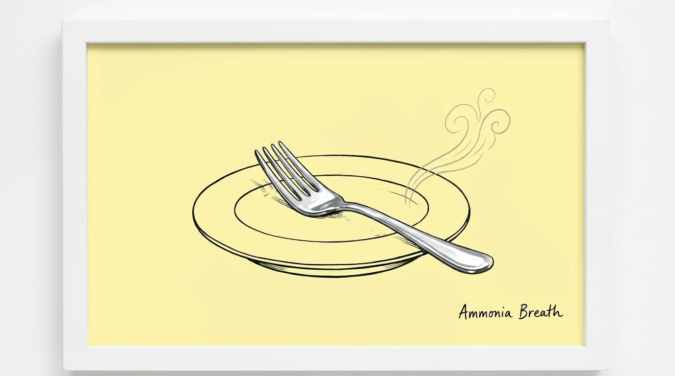 A conceptual illustration of a silver fork on a plate, symbolizing the metallic taste associated with kidney issues.