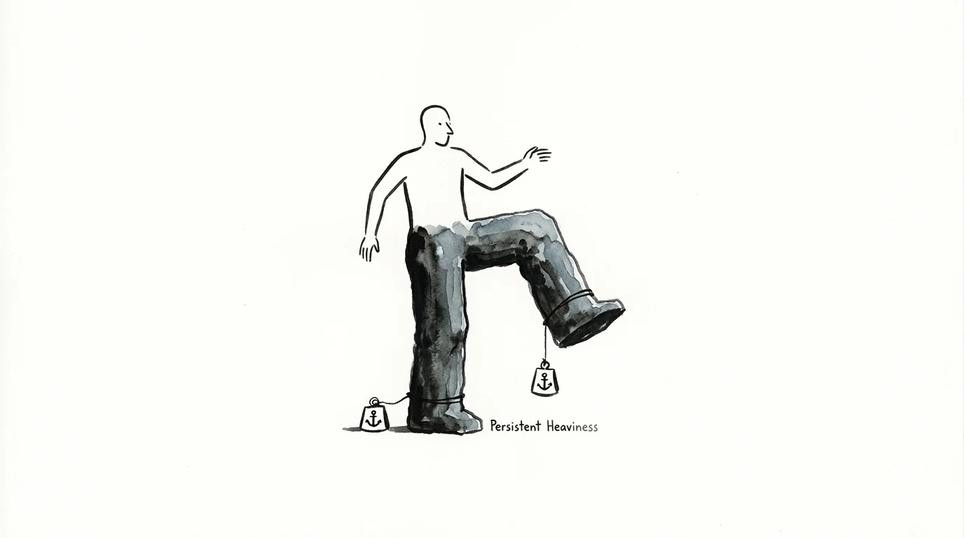 A conceptual illustration of legs depicted as heavy stone pillars to represent the feeling of vascular fatigue.