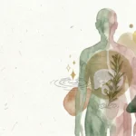 A conceptual mixed-media collage showing a human silhouette with a glowing green liver shape, symbolizing health and natural filtration.