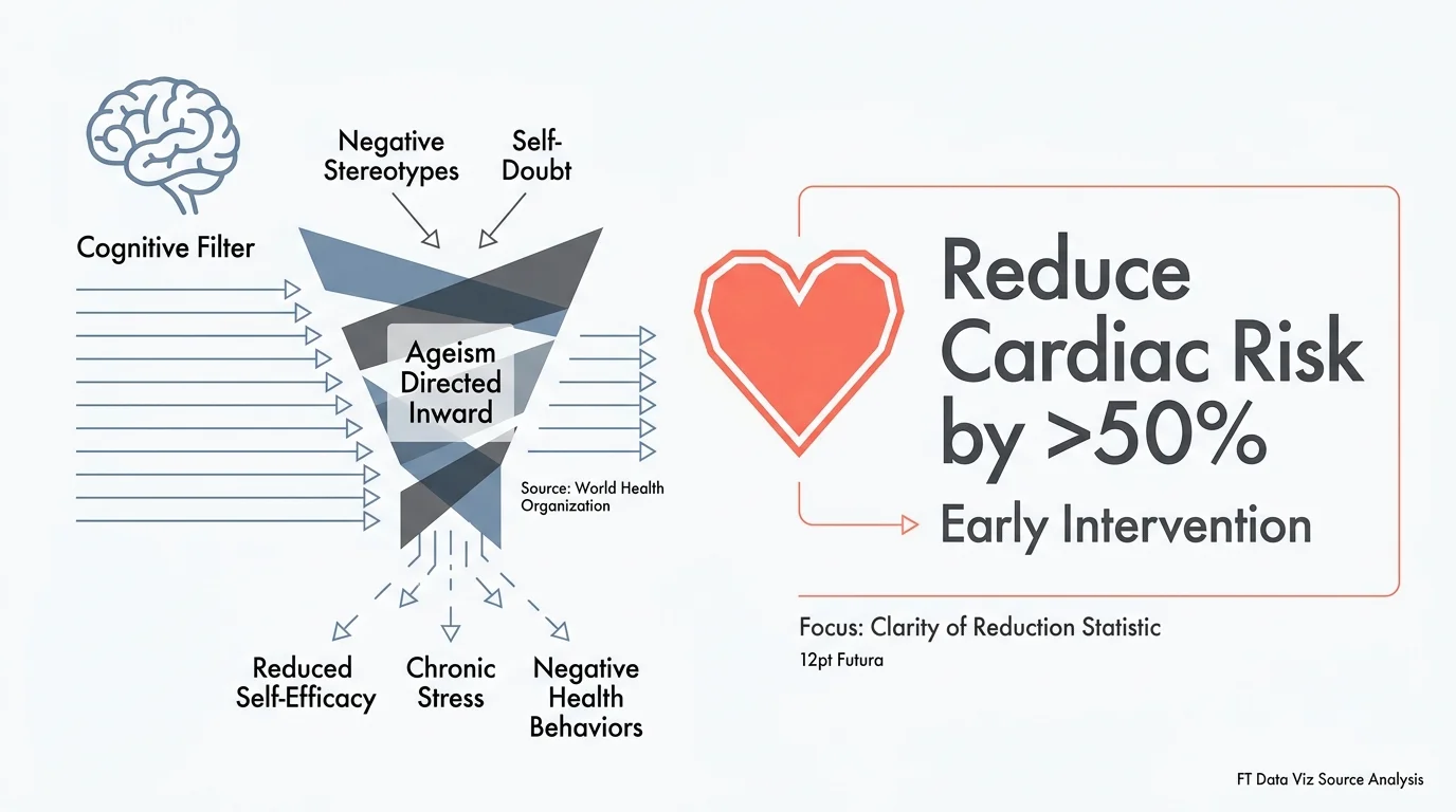 A horizontal infographic showing how early medical intervention can reduce major cardiac risks by more than half.