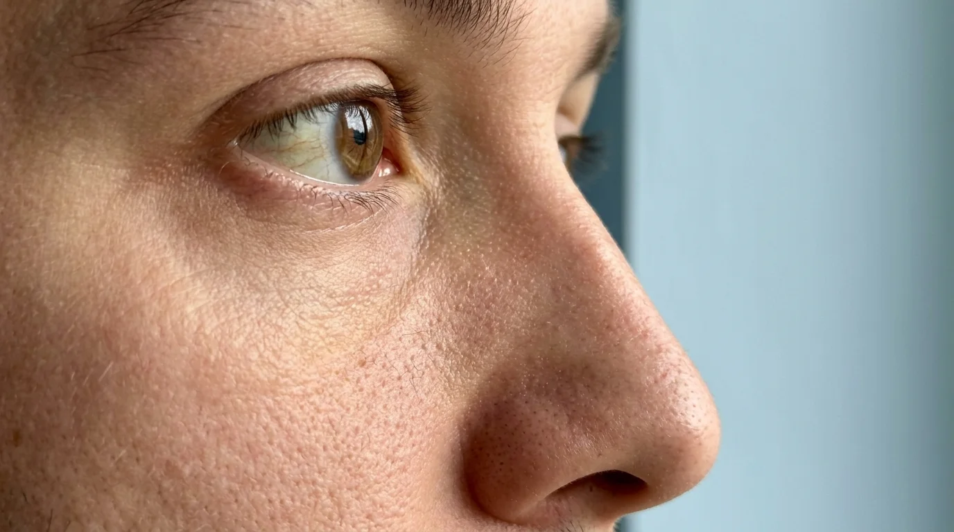 Close-up photograph showing a subtle yellow tint in the whites of a person's eye.