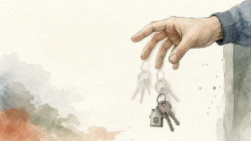 An ink and watercolor illustration of a hand momentarily dropping a set of keys, symbolizing a subtle, easily overlooked mini stroke symptom