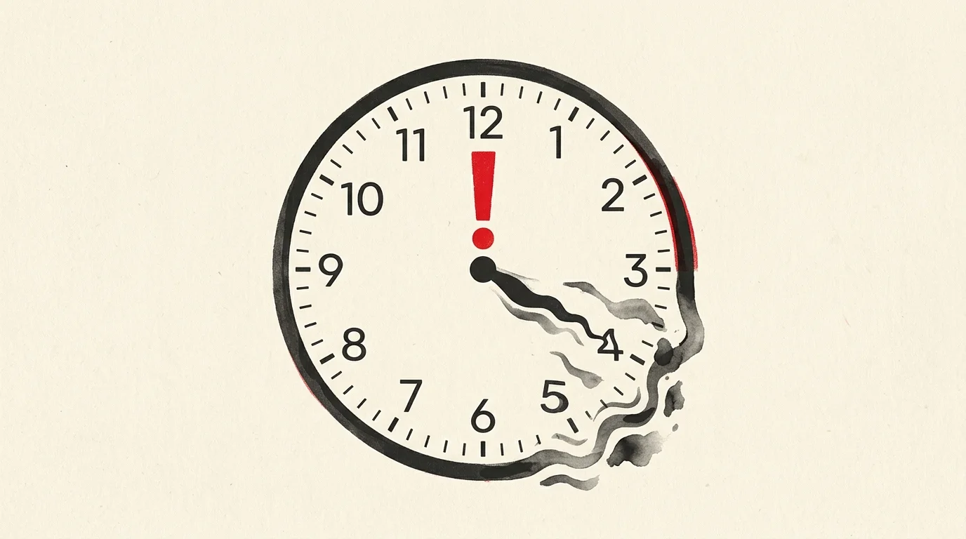A conceptual illustration of a clock face melting on one side, symbolizing a sudden stroke and the critical importance of time.