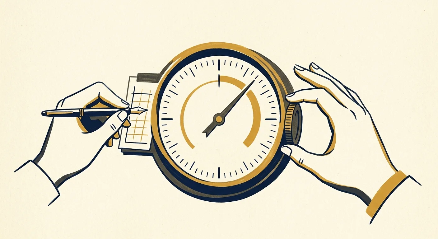 An elegant editorial illustration of two hands collaboratively adjusting a symbolic brass dial, representing patient-doctor partnership.