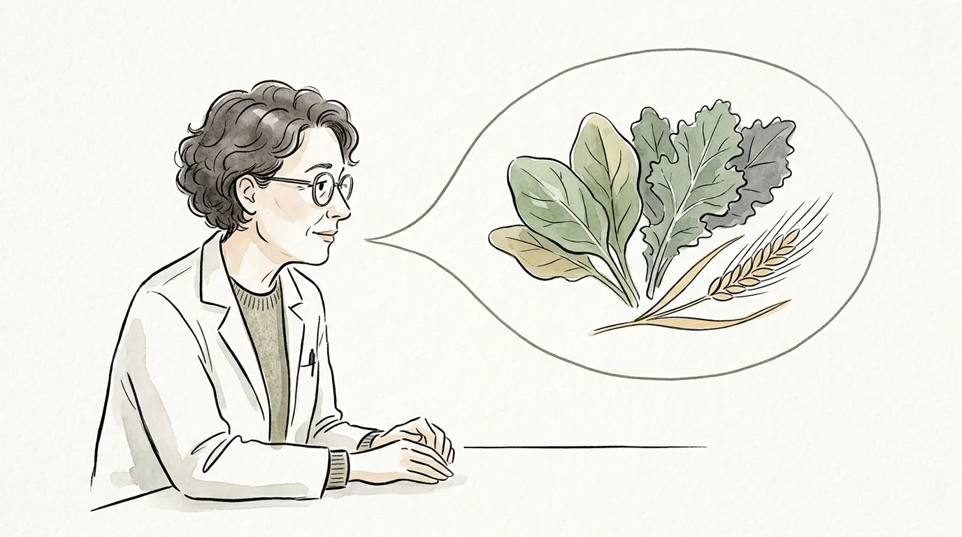 An ink and watercolor illustration of a clinician speaking, with natural green leaves growing out of their speech bubble.