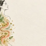 Watercolor sketch of a woman's torso filled with digestive tract illustrations, mint leaves, chamomile flowers, and ginger.